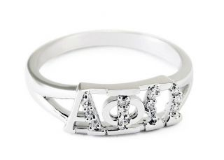 Alpha Phi Omega Sterling Silver Ring With Simulated Diamonds |
