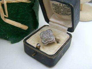 Gorgeous Vintage Solid Sterling Silver Marcasite Cocktail Ring Size M 6 Unusual