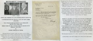 Commissioner Police City Of York 1918 - 1925 Detective Enright Letter Signed