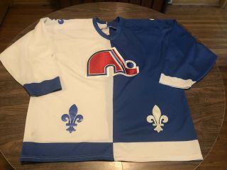 True Vintage Quebec Nordiques Nhl Hockey 2 Color Blue & White Ccm Jersey