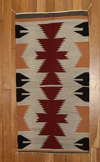 Vintage Native American Navajo Woven Wool Rug 36 X 18.  5