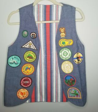 Vintage 60s 70s Girl Scout Patches And Badges Homemade Vest Indiana