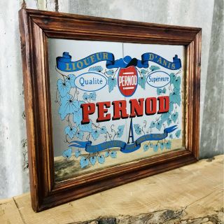 Vintage Pernod Mirror Spirit Advertising Vibrant Piece Collectible Pub Home Bar
