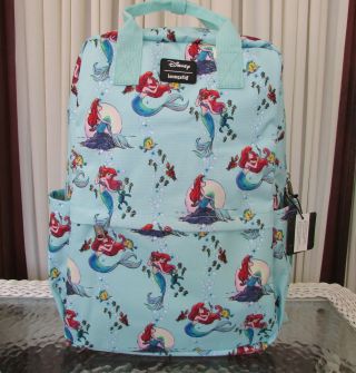 Disney Loungefly Ariel Backpack Little Mermaid Flounder School Travel Bag Nwt