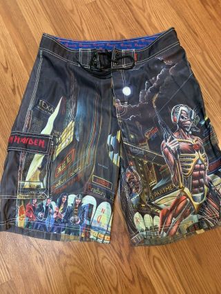Vintage Iron Maiden Somewhere In Time Heavy Metal Rock Board Shorts
