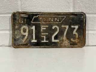 1961 Tennessee Farm License Plate Moore County 91 F/1 273