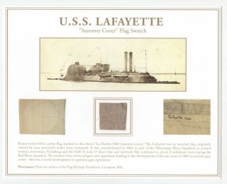 U.  S.  S.  Lafayette Civil War Era Swatch From " Summer Cover " Flag,  1863