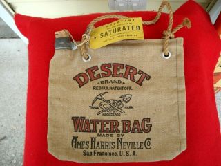 Vintage Desert Brand Water Bag,  Ames Harris Neville,  San Francisco,  Tag