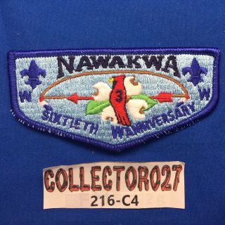 Boy Scout Oa Nawakwa Lodge 3 S9 60th Order Of The Arrow Pocket Flap Patch Va