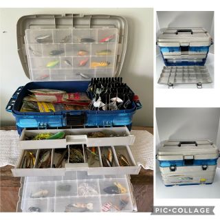 Plano Tackle Box FULL of Vintage Lures Bait Buzzbait Rapala Fred C Young Spinner 2