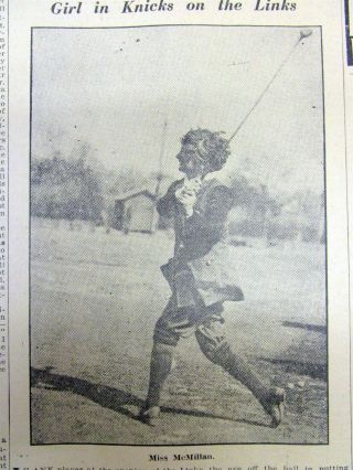 1922 Newspaper W Photo Ofan Early Female Golfer Wearing Pants Instead Of A Skirt