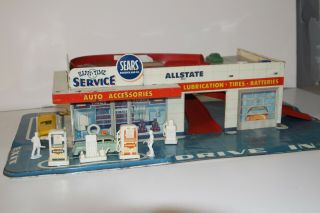 Vintage Marx Sears Roebuck Allstate Happi Time Tin Litho Service Station Playset 2