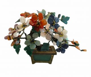 Fine Old Chinese Jade & Precious Stones Tree Carving Sculpture 2