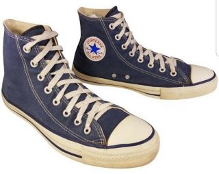 Vintage Usa Made Converse High Top Blue Sneakers Size Man 9/woman 11
