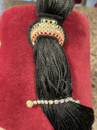 Vintage Sahara Jeweled Shriners Fez With Tassel,  Name badge And Black Case 7 1/4 3