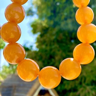 Vintage Baltic Butterscotch Amber Russian Necklace Graduated Round Beads 72,  4 Gm