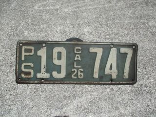 California 1926 Ps License Plate 19 747