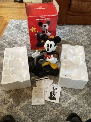 Vintage Disney Telemania Mickey Mouse Animated Talking Cordless Phone W/ Box