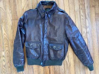 Vintage Avirex Bomber Jacket A - 2 A2 Brown Leather Jacket Size 44