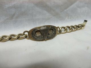 Us Vintage Ww 2 Army Id Bracelet Parachute Airborne Gold Filled Home Front Wwii