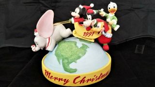 Disney 1991 Christmas Figurine Mickey,  Goofy Dumbo Sleigh Ride Parks Exclusive