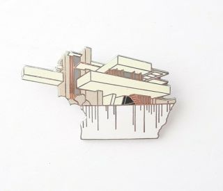 Frank Lloyd Wright Fallingwater House Brooch Enamel Lapel Pin Architecture