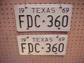 1969 Texas Passenger Pair License Plates No Fdc 360