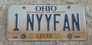 License Plate Ohio Vanity 1 York Yankees Fan Embossed Birthplace Aviation