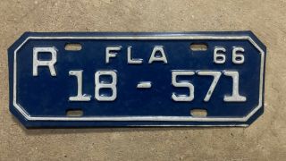 1966 Florida Motorcycle License Plate 18 R 571 Lee County Yom Dmv