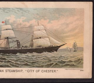 Inman Line Steamship City of Chester Ship NY Victorian Advertising Trade Card 2