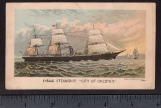 Inman Line Steamship City of Chester Ship NY Victorian Advertising Trade Card 3