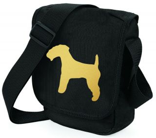 Lakeland Terrier Bag Metallic Gold / Silver On Black Shoulder Bags Mothers Day
