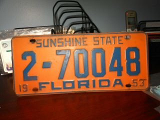 Florida 1953 Vintage License Plate,  Issued In Duval County