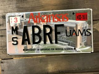 Hogs Uams University Of Arkansas Medical Sciences License Plate From Arkansas