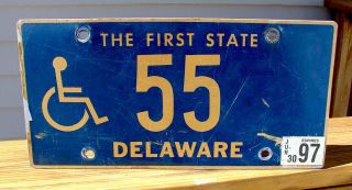 1997 Delaware Handicap License Plate 55