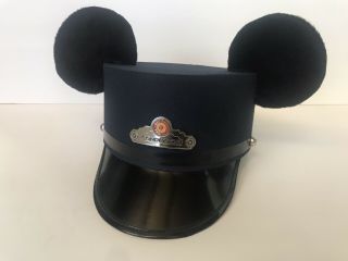 Disney Parks Mickey Mouse Ears Red Car Trolley Conductor Hat Size Adult L / Xl