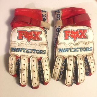 Vintage Fox Pawtectors Moto - X Motocross Gloves Size 8 Red White