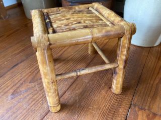 Antique/ Vintage Bamboo Small Tea Table / Plant Stand - Chinese - 8 " T