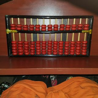 Vintage Lotus Flower Brand Wooden Abacus 13 Rods 91 Beads Peoples Republic China