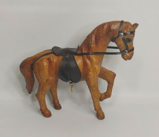 Vintage Artist Made Handmade Leather Horse Brown 6 "