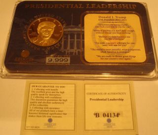 Presidential Leadership Donald J.  Trump Layered In 24k Gold Medal
