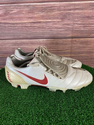 Men’s Nike Total 90 Strike Ii Soccer Cleats Size 13 White Grey Red Vintage