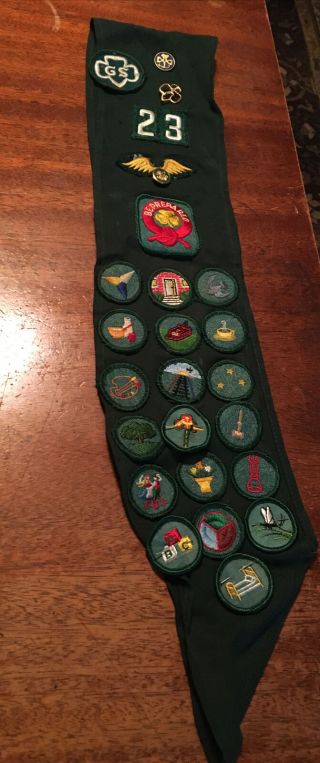 Vintage Girl Scout Merit Badge Sash And Pins 60s