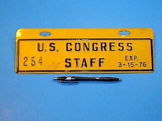 Vintage 1976 U.  S.  Congress Staff License Plate Attachment Washington D.  C.