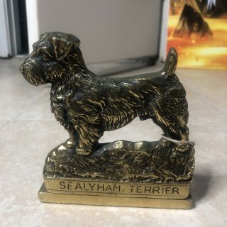 Vintage Brass Sealyham Welsh Terrier Dog Decoration Book End Metal Rare Breed