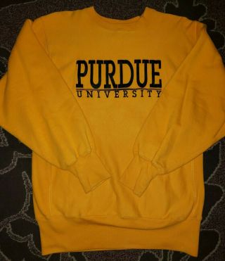 Purdue University Gold Vintage Champion Reverse Weave Sweatshirt Sz L