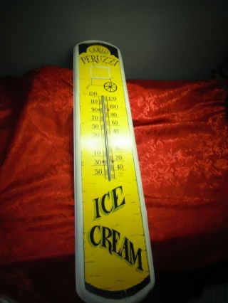 Vtg 38  Ice Cream Painted Metal Advertising Thermometer Carlo Peruzzi