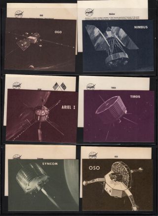 1960s Nasa Goddard Space Flight Center Satellite Types,  Set Of Collector Cards