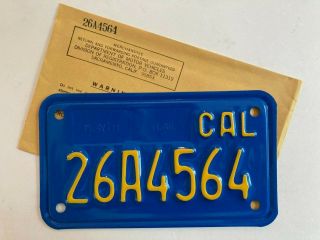 1980s California Blue Motorcycle Plate Mint/new Old Stock Harley Honda Triumph