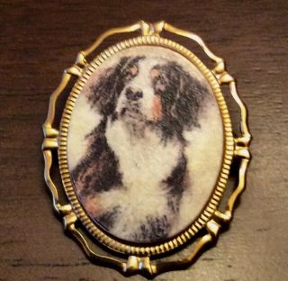 Bernese Greater Swiss Mountain Dog Breed Vintage Like Brass Pin Brooch